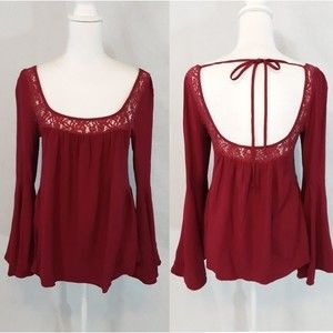 Others Follow Bareback Flare Bell Sleeves Peasant Boho Top Small